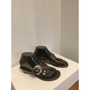 Brighton - Lark -Brown Croc Embossed Italian Leather Wedge Sandal - 6M